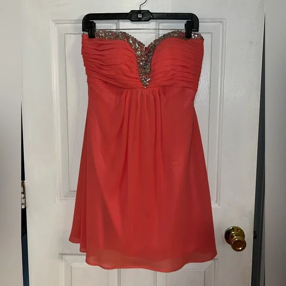 sachin and babi light blue dress MNM Couture N0200A Prom Dress - Salmon main image 1